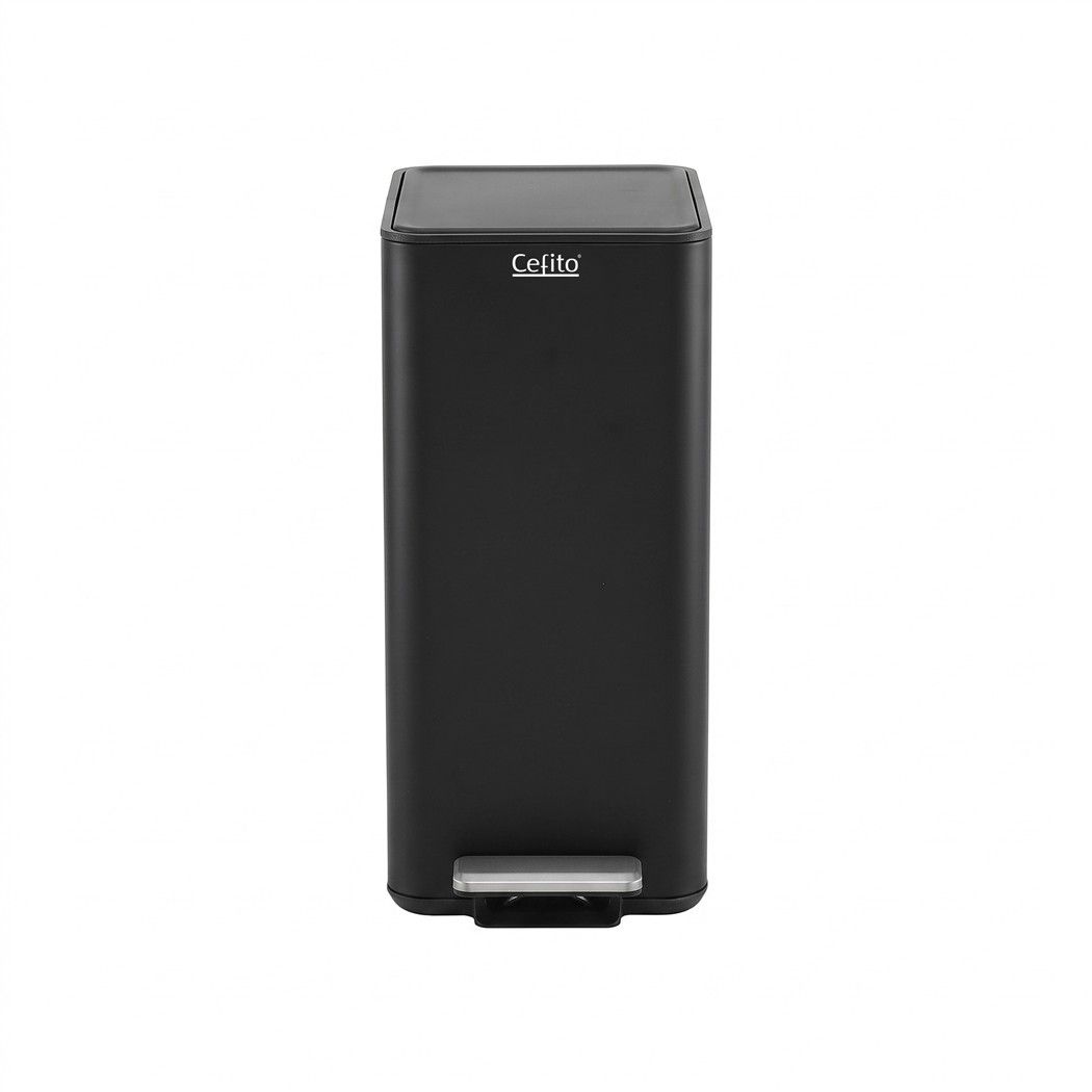 Cefito 15L Pedal Rubbish Bin Slim Carbon Steel Garbage Bin for Home Black