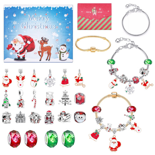 24-Day Christmas Advent Calendar DIY Bracelet Set, Festive Charm & Bead Kit for Aussie Xmas Gifting & Crafting