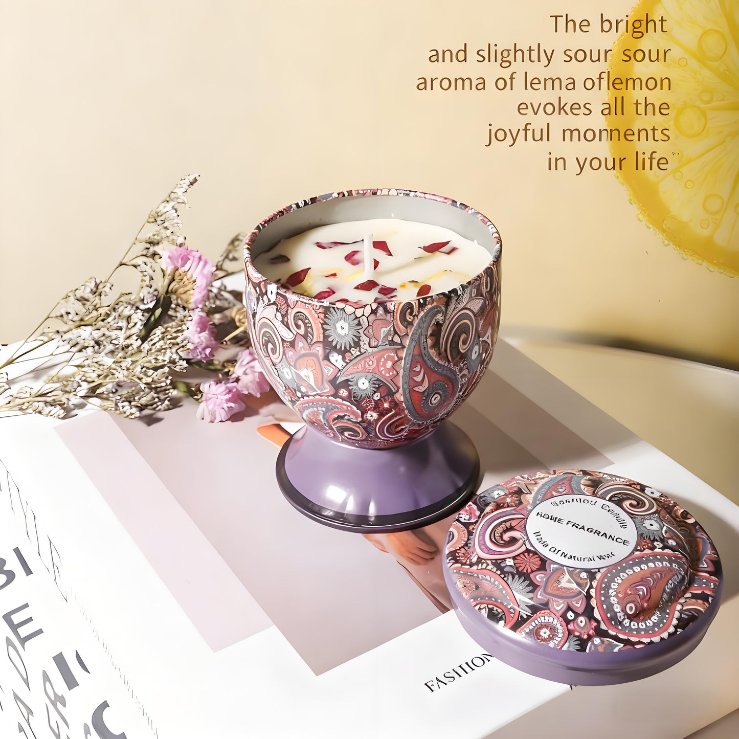 Christmas gift Aussie Scented Candle Set-4 Fragrances (Rose, Jasmine, Lemon, Lavender) in Artistic Tins for Home Ambiance & Gifting