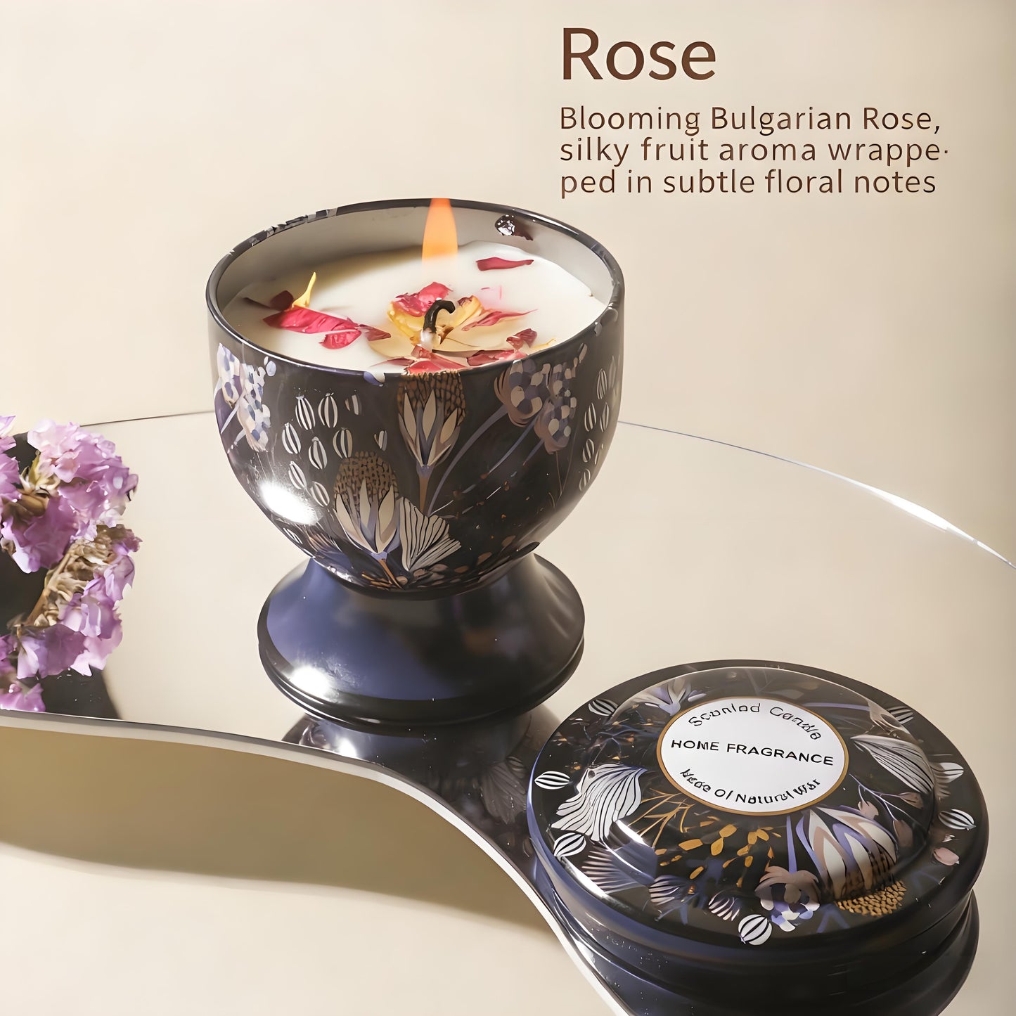 Christmas gift Aussie Scented Candle Set-4 Fragrances (Rose, Jasmine, Lemon, Lavender) in Artistic Tins for Home Ambiance & Gifting