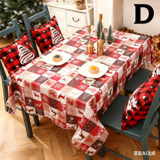 Christmas gift Christmas Tablecloth - Festive 180x150cm Table Cover for Holiday Dining & Home Decor（D）