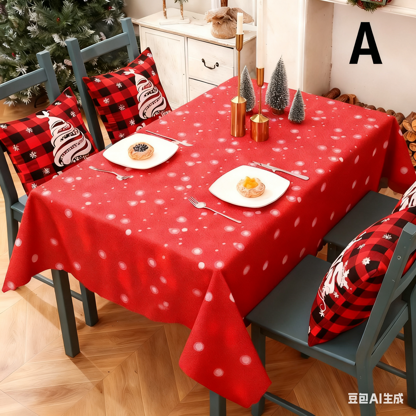 Christmas gift Christmas Tablecloth - Festive 180x150cm Table Cover for Holiday Dining & Home Decor（E）