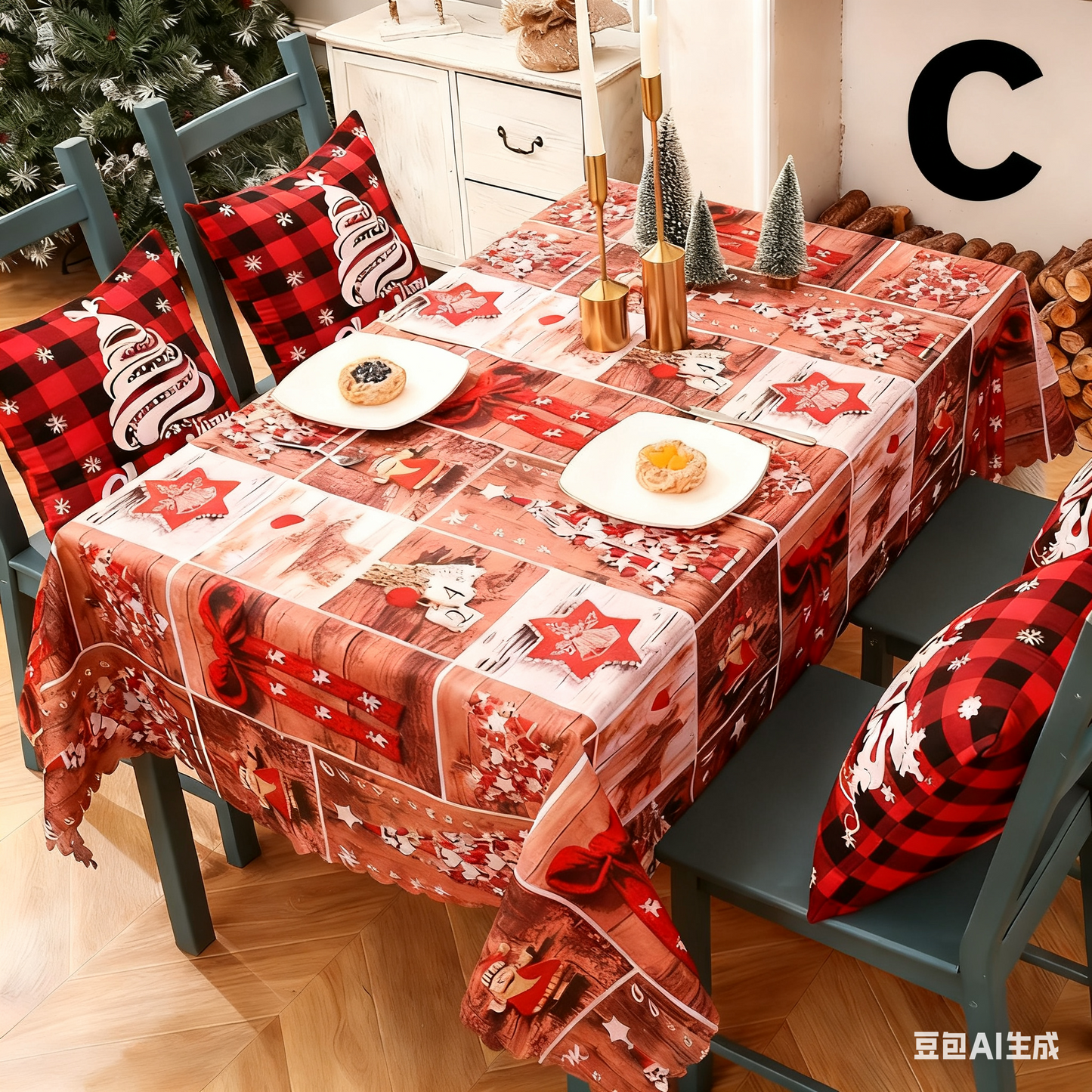Christmas gift Christmas Tablecloth - Festive 180x150cm Table Cover for Holiday Dining & Home Decor（F）