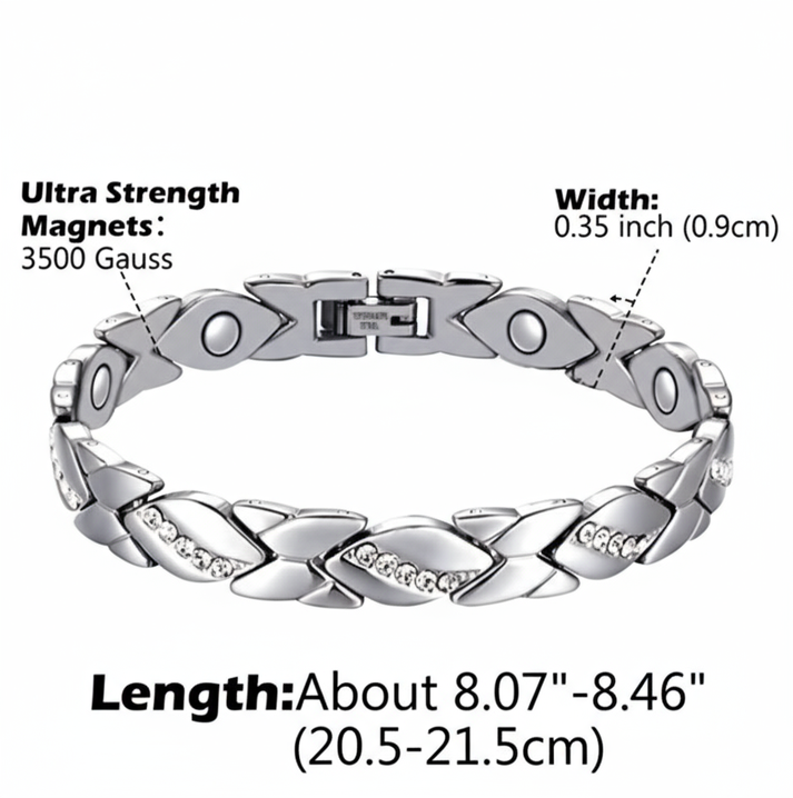 Christmas gift Stylish Ancient Copper Magnetic Therapy Bracelet with Diamond Accents - Enhance Health & Elegance（silver）