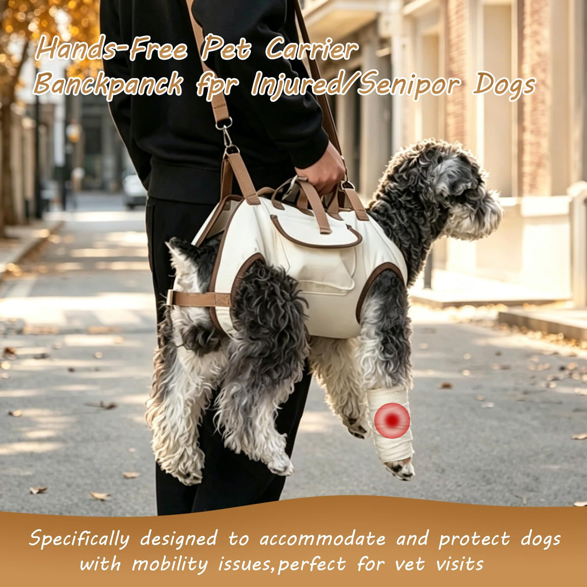Hands Free Dog Backpack Carrier for Small Dogs, Breathable Pet Carrier with Adjustable Straps,Portable Shoulder Carrier Sling Backpack for Hiking, Camping, Walking, Cycling, M (Black)