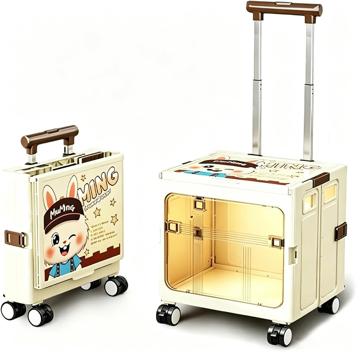Foldable Sliding crates, Large-Capacity suitcases, Airplane Wheel Handbags, pet Boxes, Groceries and Outdoor Utility trolleys, Compact and Foldable Design, 16*14*16.5in (beige)