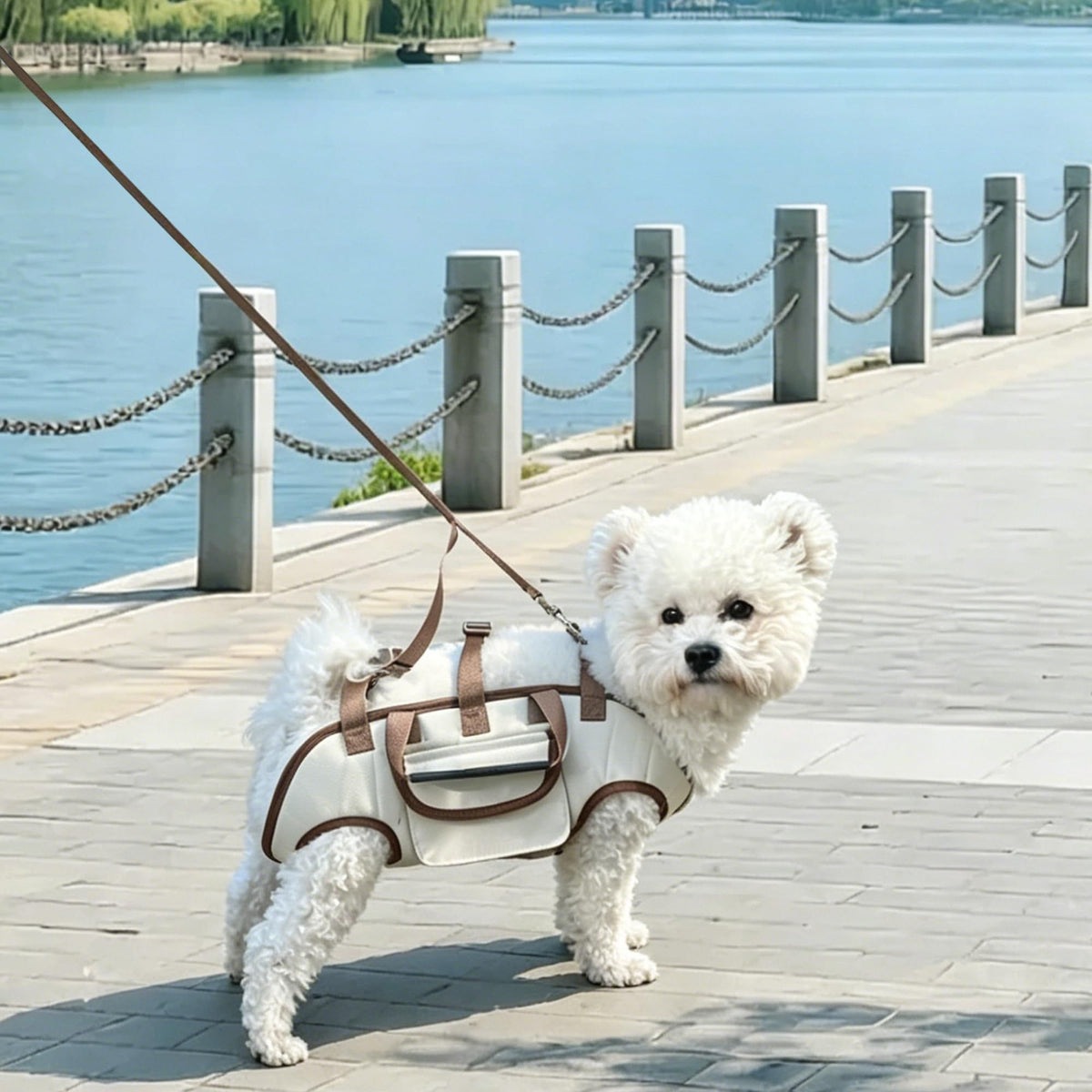 Hands Free Dog Backpack Carrier for Small Dogs, Breathable Pet Carrier with Adjustable Straps,Portable Shoulder Carrier Sling Backpack for Hiking, Camping, Walking, Cycling,S(Brown)