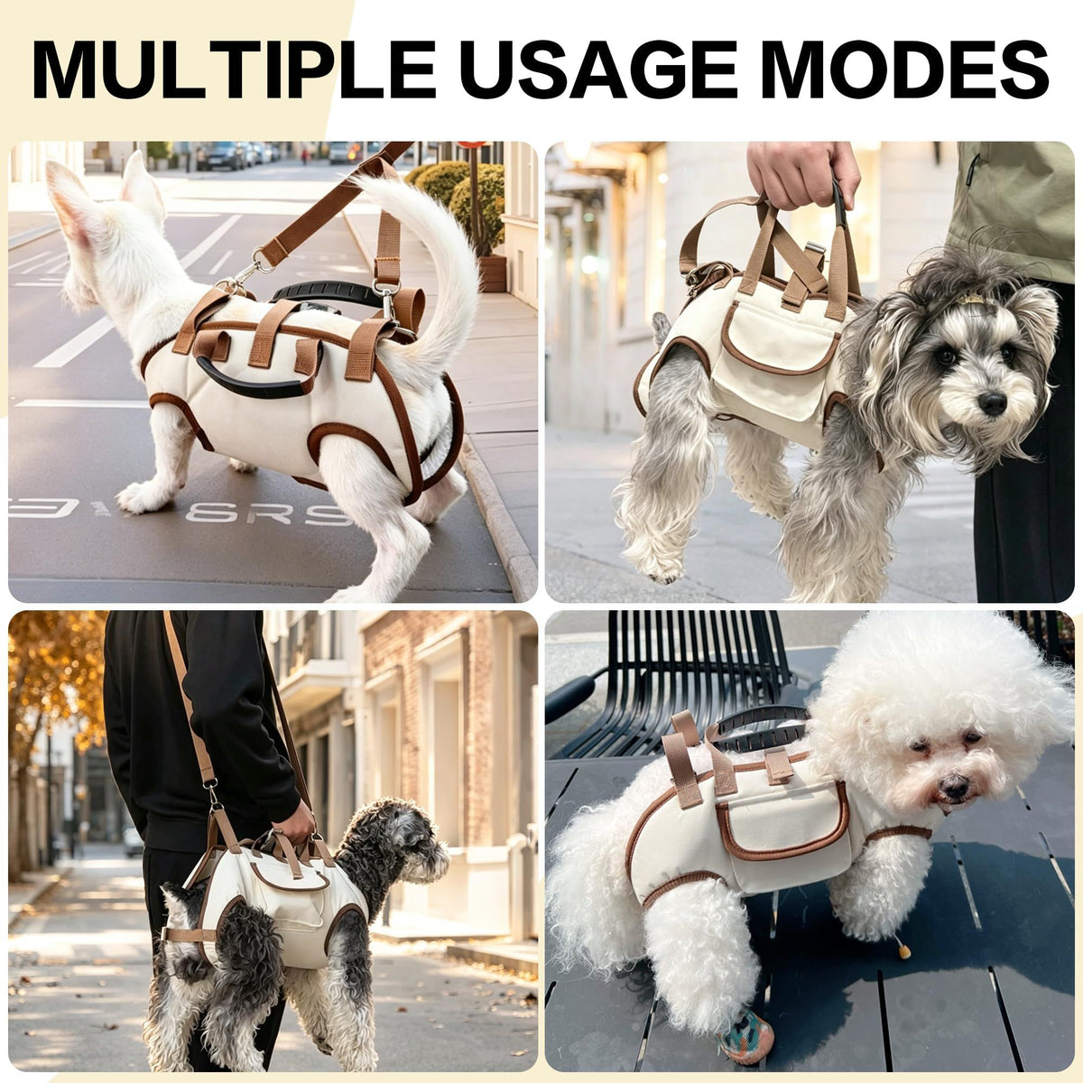 Hands Free Dog Backpack Carrier for Small Dogs, Breathable Pet Carrier with Adjustable Straps,Portable Shoulder Carrier Sling Backpack for Hiking, Camping, Walking, Cycling,M(Brown)