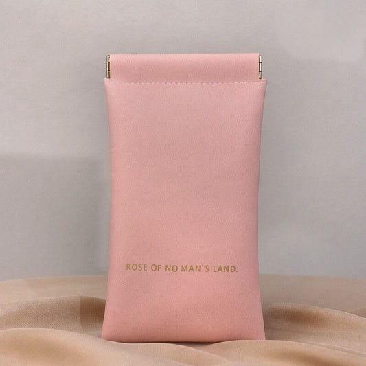 Christmas gift Premium Leather Eyeglass Case with Spring Closure - Multiple Color Options - Refined Craftsmanship（Rosy Pink）