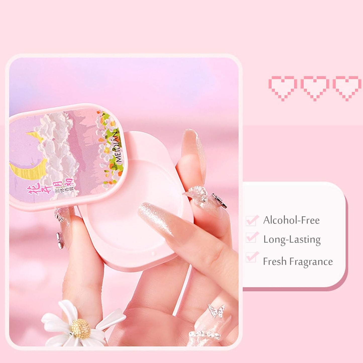 Pink Solid Perfume Set for Women: 3-Pack 4g Portable Pocket Balm with Natural Fragrance, Perfect for Travel