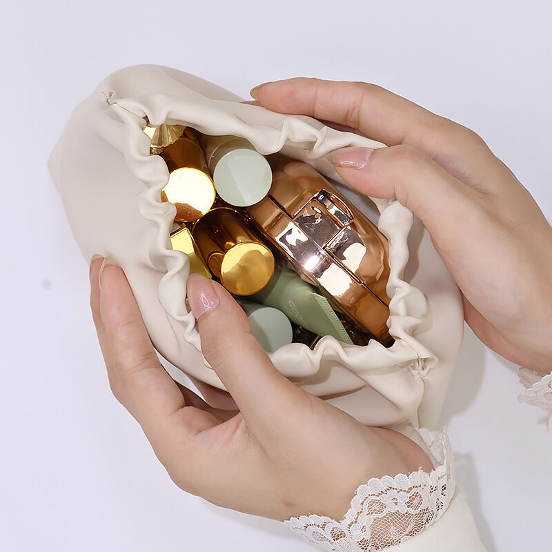 Leather Cosmetic Bag Set, Big & Small "Twinkle Little Star" Makeup Organizer for Travel & Daily Use(black)