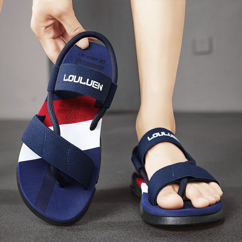 Men's 3-Color Convertible Sandals & Slippers, Outdoor Non-Slip EVA Thick-Sole Beach Shoes for Dual Wear(dark blue-45)