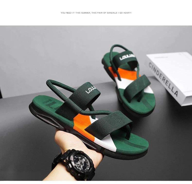 Men's 3-Color Convertible Sandals & Slippers, Outdoor Non-Slip EVA Thick-Sole Beach Shoes for Dual Wear(green-43)