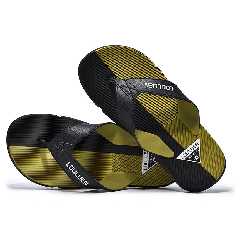 Men's Flip Flops with EVA-PVC Dual Sole,Green for Comfort & Slip-Resistance(39)