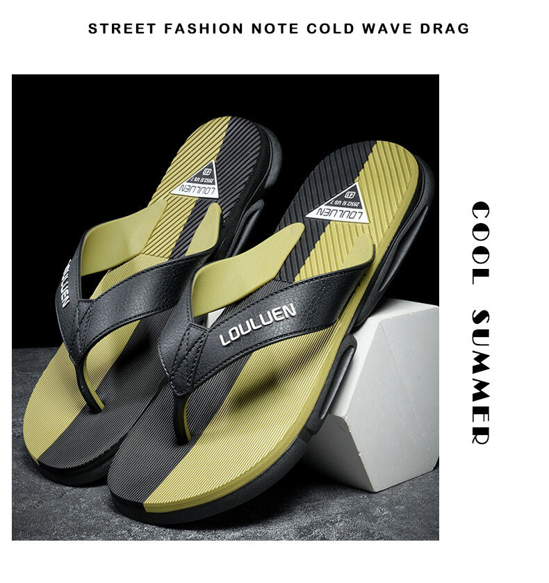 Men's Flip Flops with EVA-PVC Dual Sole,Green for Comfort & Slip-Resistance(39)