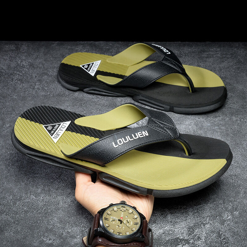 Men's Flip Flops with EVA-PVC Dual Sole,Green for Comfort & Slip-Resistance(43)