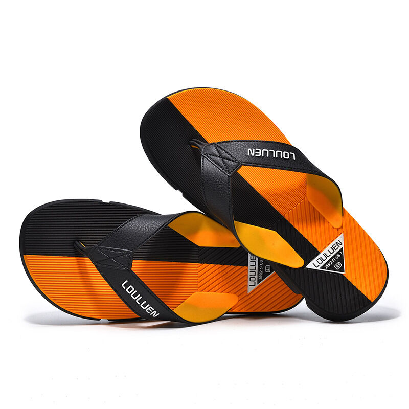 Men's Flip Flops with EVA-PVC Dual Sole,Orange for Comfort & Slip-Resistance(40)
