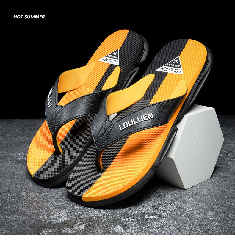 Men's Flip Flops with EVA-PVC Dual Sole,Orange for Comfort & Slip-Resistance(40)