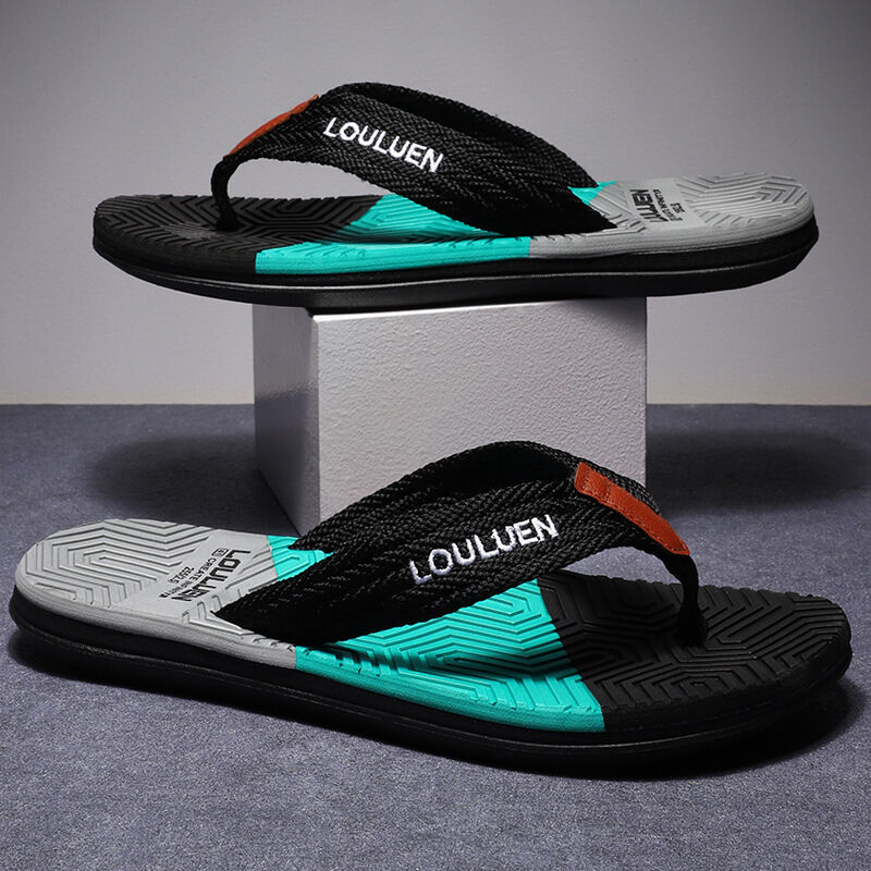 Men's Flip Flops with EVA-PVC Dual Sole, Black for Comfort & Style for Summer Beach & Daily Wear(43)