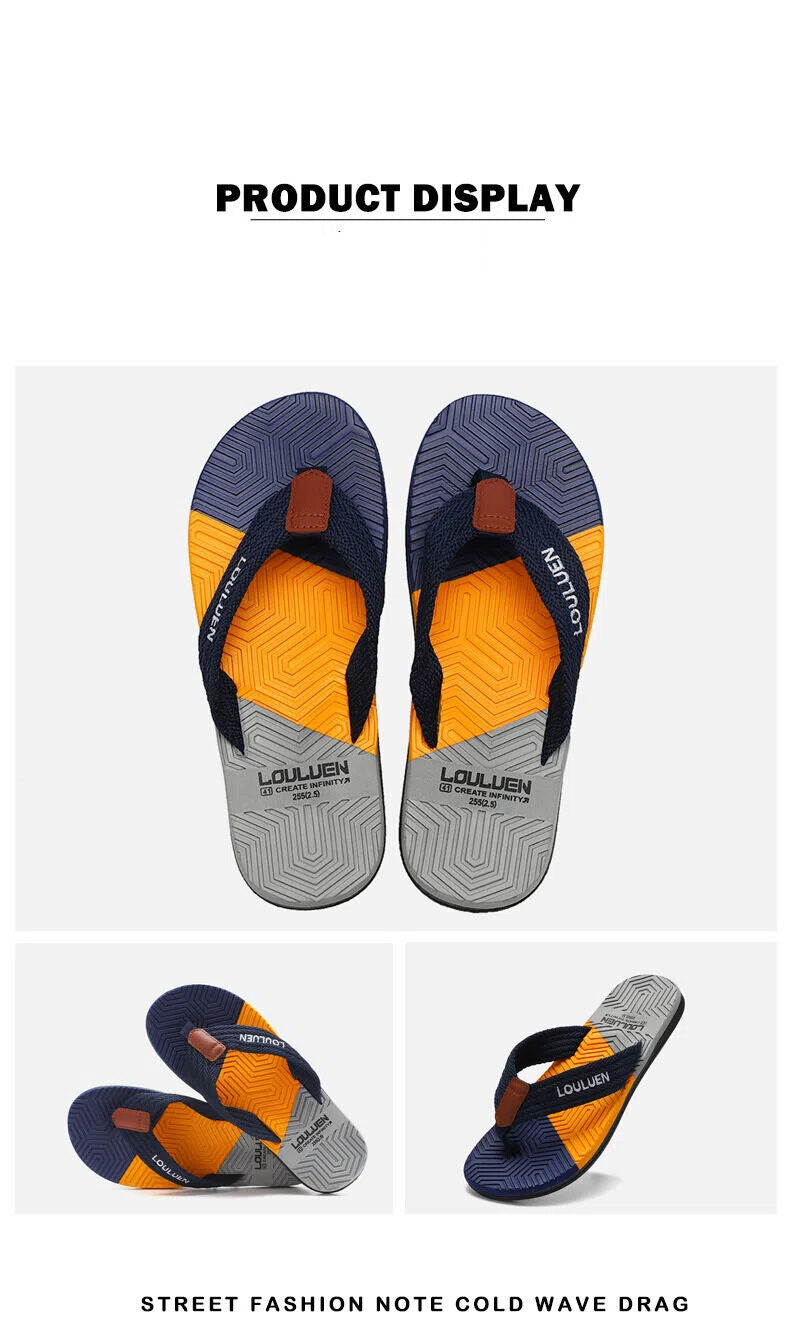 Men's Flip Flops with EVA-PVC Dual Sole, Blue for Comfort & Style for Summer Beach & Daily Wear(45)