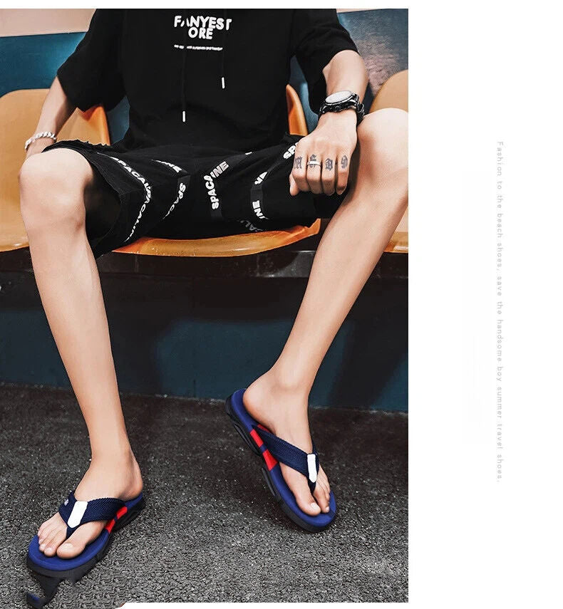 Men's Flip Flops: 4 Colors, EVA-PVC Blend, Comfort & Style for Summer Beach & Daily Wear(Blue-42)