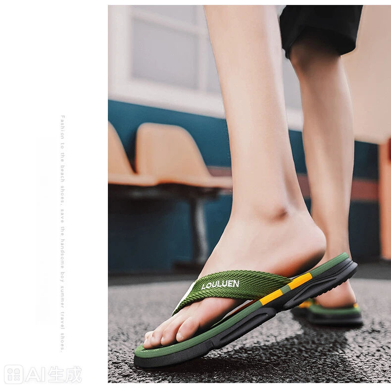 Men's Flip Flops: 4 Colors, EVA-PVC Blend, Comfort & Style for Summer Beach & Daily Wear(Green-39)