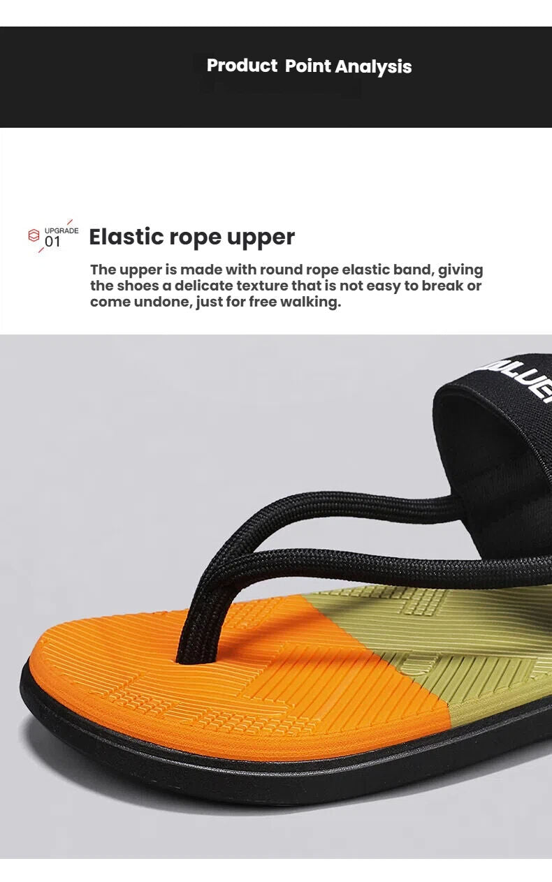 Men's Outdoor Non-Slip Sandals, EVA Lightweight Thick-Sole Beach Slippers for Casual & Sports(black-39)