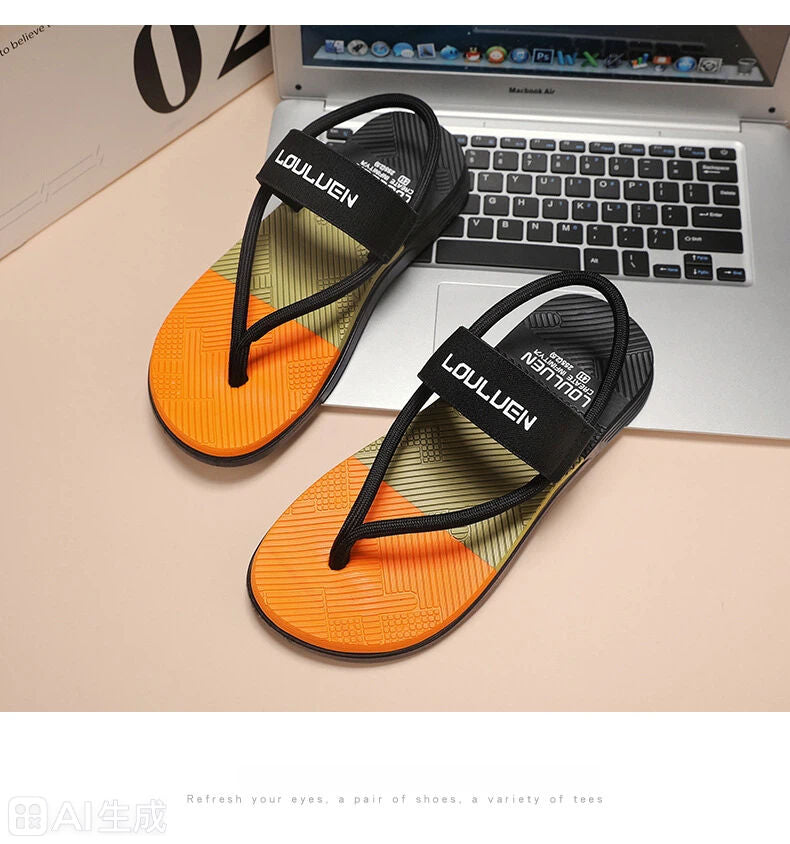 Men's Outdoor Non-Slip Sandals, EVA Lightweight Thick-Sole Beach Slippers for Casual & Sports(black-40)