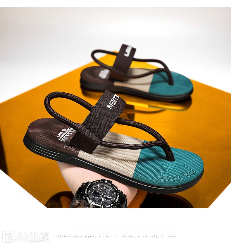 Men's Outdoor Non-Slip Sandals, EVA Lightweight Thick-Sole Beach Slippers for Casual & ports(brown-41)