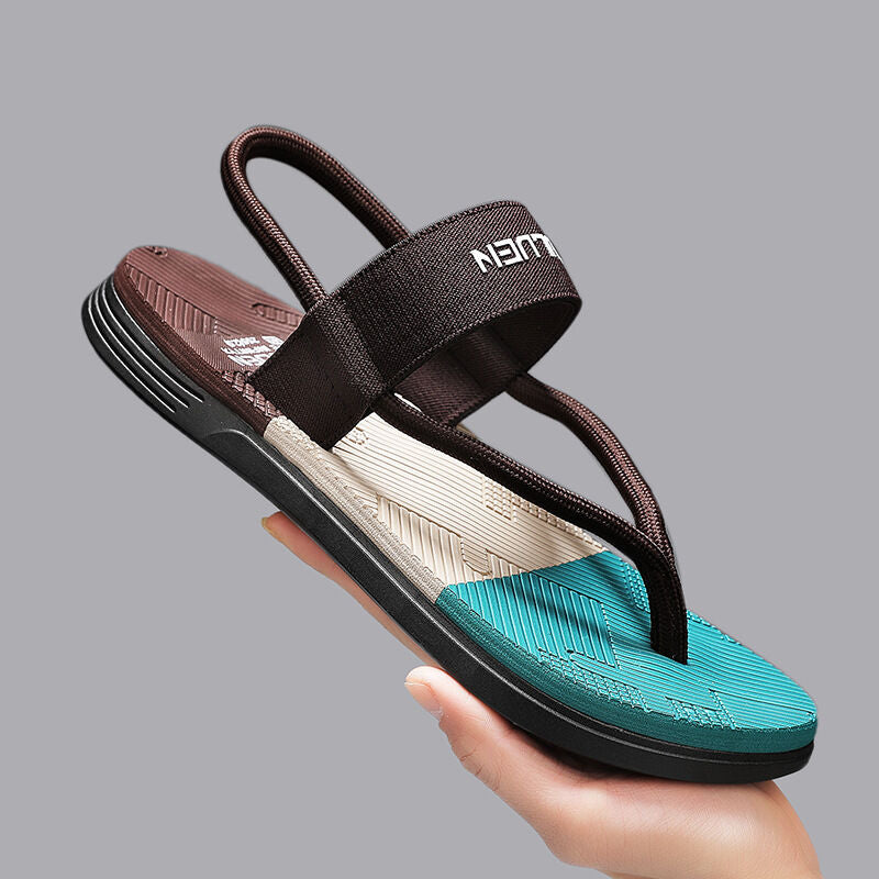 Men's Outdoor Non-Slip Sandals, EVA Lightweight Thick-Sole Beach Slippers for Casual &Sports(brown-43)