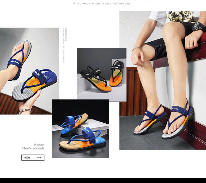 Men's Outdoor Non-Slip Sandals, EVA Lightweight Thick-Sole Beach Slippers for Casual &ports(brown-44)