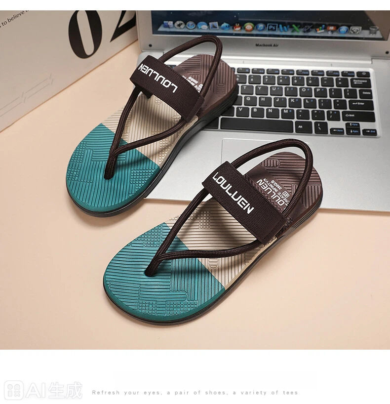 Men's Outdoor Non-Slip Sandals, EVA Lightweight Thick-Sole Beach Slippers for Casual &ports(brown-44)