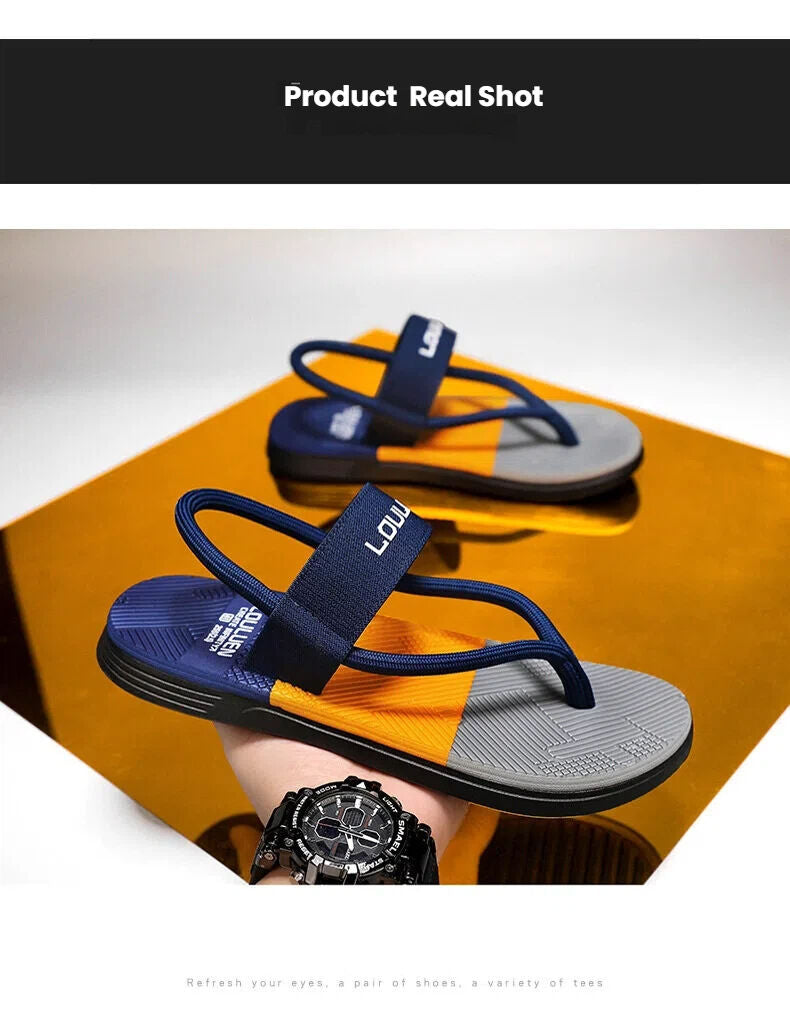 Men's Outdoor Non-Slip Sandals, EVA Lightweight Thick-Sole Beach Slippers for Casual & Sports(dark blue-40)