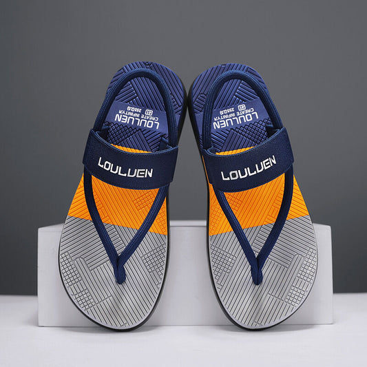 Men's Outdoor Non-Slip Sandals, EVA Lightweight Thick-Sole Beach Slippers for Casual & Sports(dark blue-43)