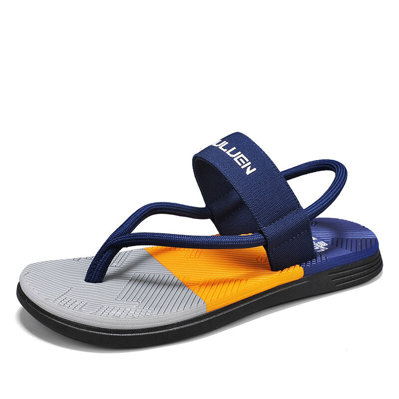 Men's Outdoor Non-Slip Sandals, EVA Lightweight Thick-Sole Beach Slippers for Casual & Sports(dark blue-43)