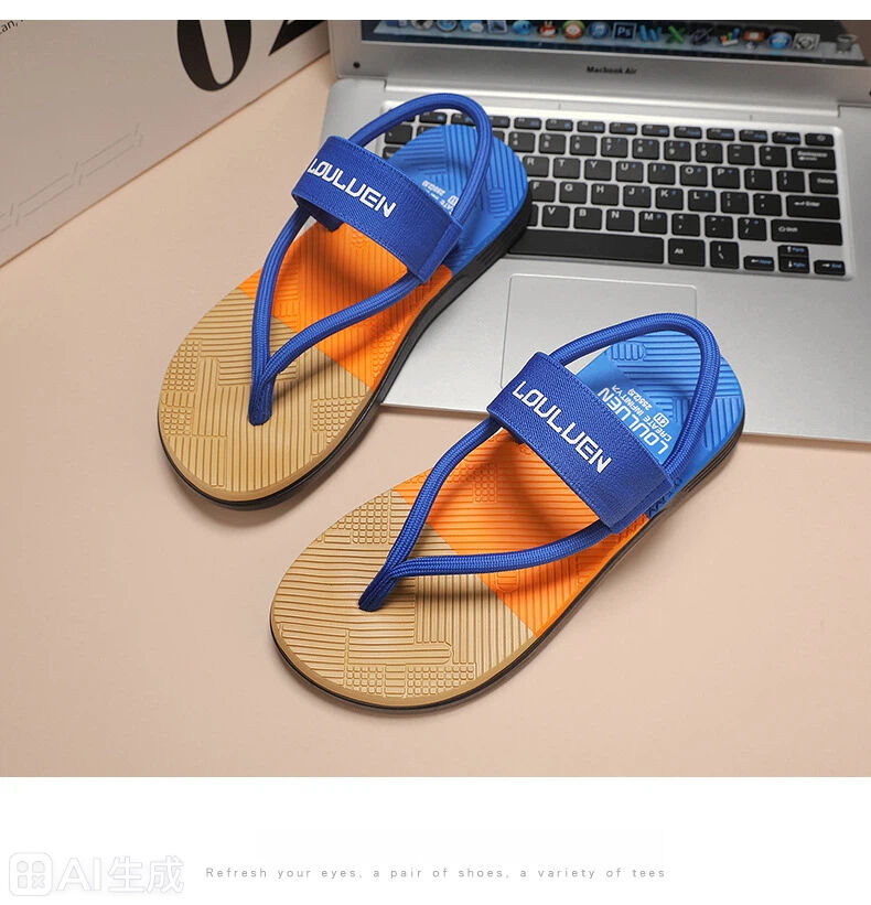 Men's Outdoor Non-Slip Sandals, EVA Lightweight Thick-Sole Beach Slippers for Casual & Sports(royal blue-41)