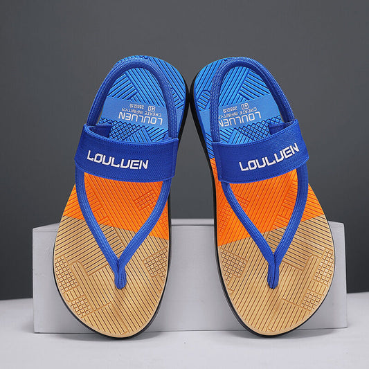 Men's Outdoor Non-Slip Sandals, EVA Lightweight Thick-Sole Beach Slippers for Casual & Sports(royal blue-43)