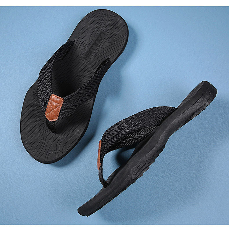 Men's Outdoor Non-Slip Flip Flops, 6 Colors EVA Lightweight Thick-Sole Beach Sandals for Casual & Sports(black-45)