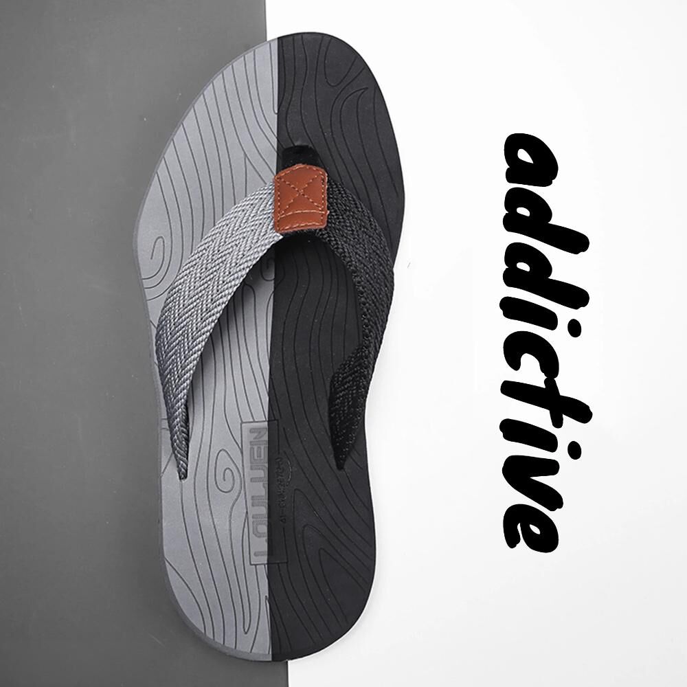 Men's Outdoor Non-Slip Flip Flops, 6 Colors EVA Lightweight Thick-Sole Beach Sandals for Casual & Sports(black and gray-41)
