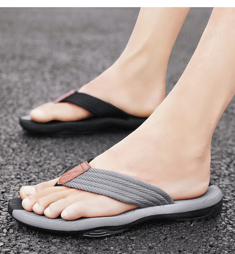 Men's Outdoor Non-Slip Flip Flops, 6 Colors EVA Lightweight Thick-Sole Beach Sandals for Casual & Sports(black and gray-41)