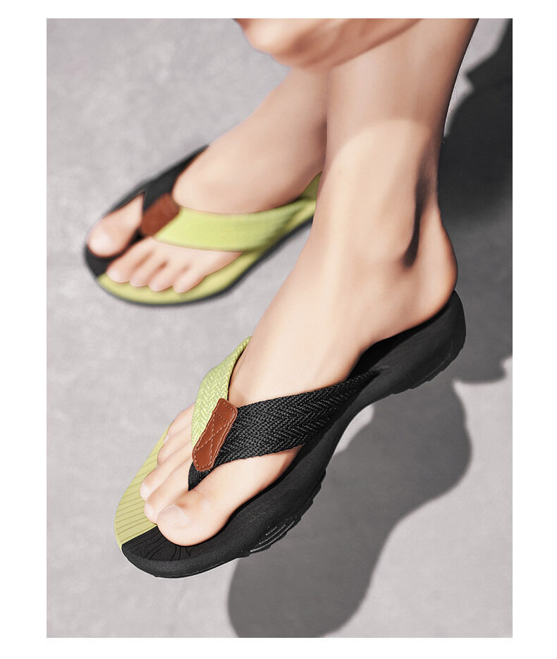 Men's Outdoor Non-Slip Flip Flops, 6 Colors EVA Lightweight Thick-Sole Beach Sandals for Casual & Sports(black and green-41)