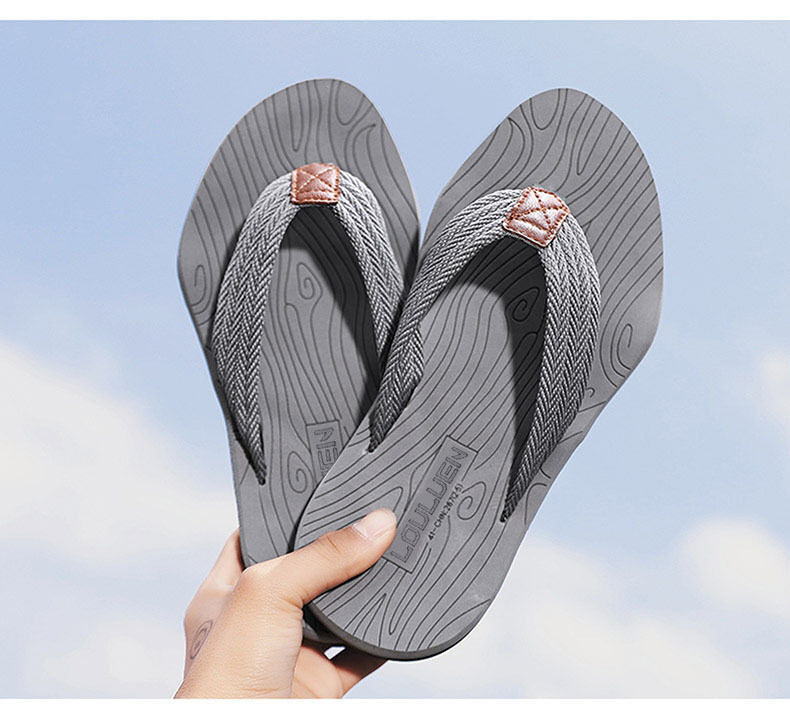 Men's Outdoor Non-Slip Flip Flops, 6 Colors EVA Lightweight Thick-Sole Beach Sandals for Casual & Sports(gray-45)