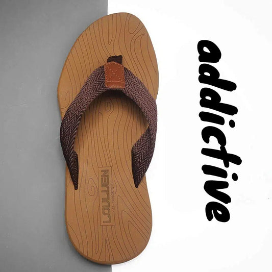 Men's Outdoor Non-Slip Flip Flops, 6 Colors EVA Lightweight Thick-Sole Beach Sandals for Casual & Sports(khaki-39)