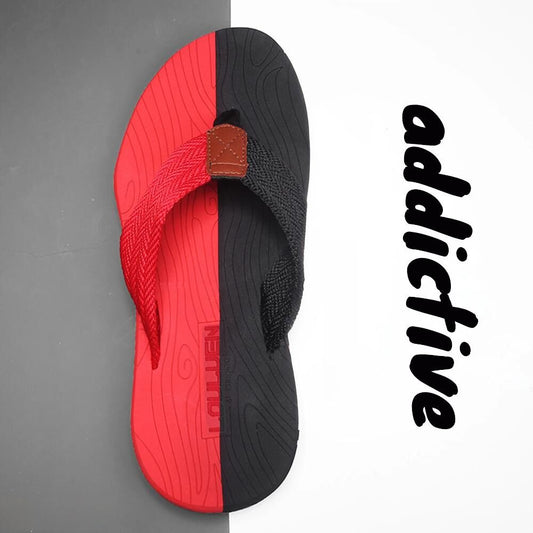 Men's Outdoor Non-Slip Flip Flops, 6 Colors EVA Lightweight Thick-Sole Beach Sandals for Casual & Sports(red and black-39)