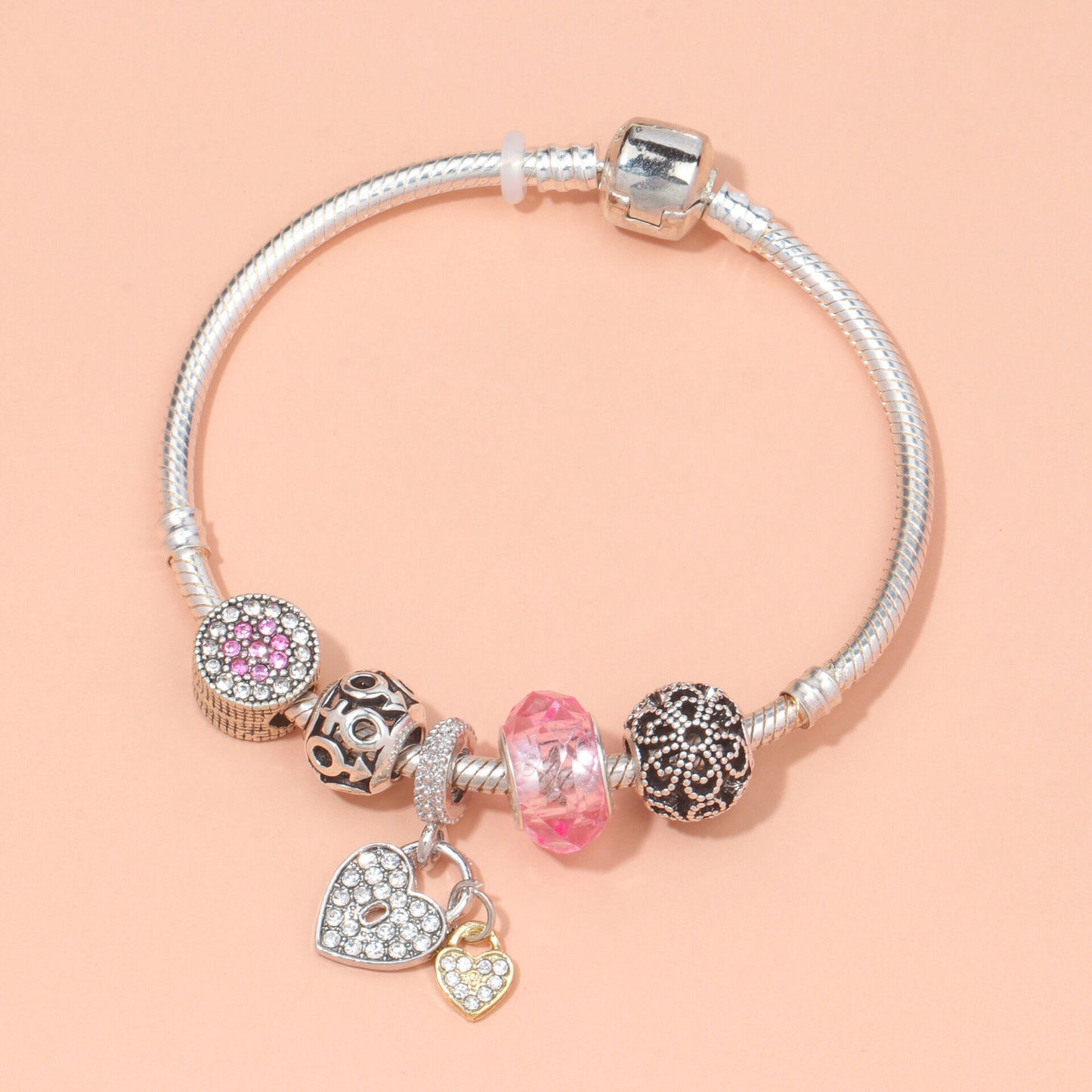 Rose Gold Petal Zircon Bracelet(19cm)