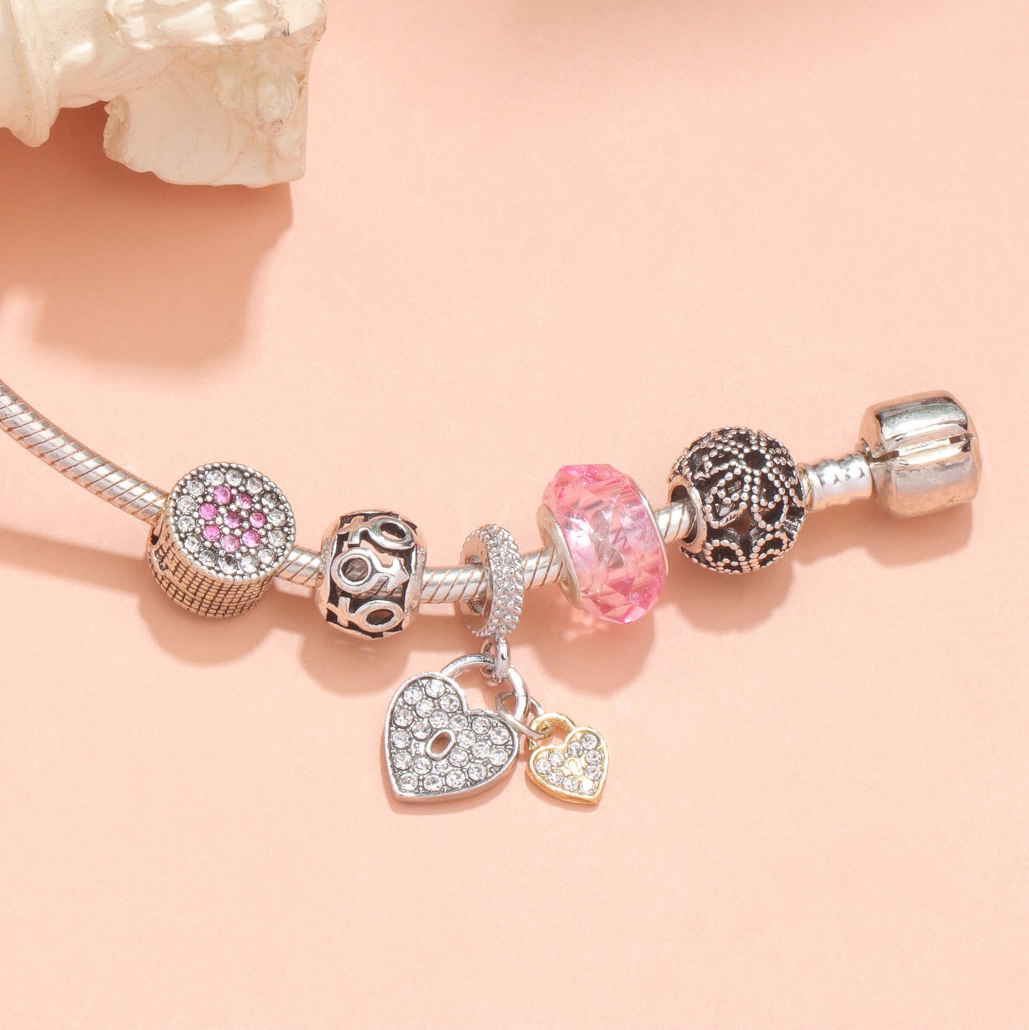 Rose Gold Petal Zircon Bracelet(20cm)