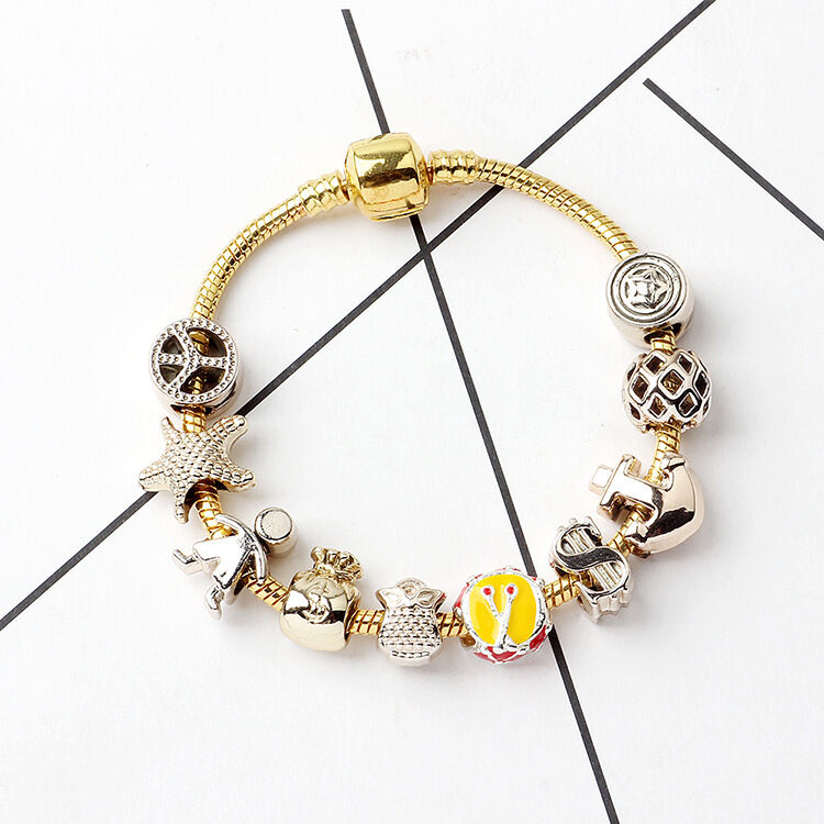 Golden Tropical Marine Life Anchor Money Bag Dollar Bead Bracelet(20cm)