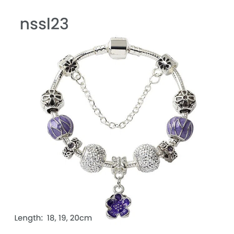 10 Styles Charm Bracelets Set: Colorful Alloy & Glass Beaded Bracelets, Adjustable Length 16-21cm(double)