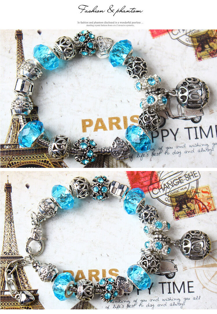 Vintage Crystal Zircon Beaded Bracelet with Hollow LOVE Alloy Pendant, Adjustable Snake Chain Bracelet(18cm+5cm)