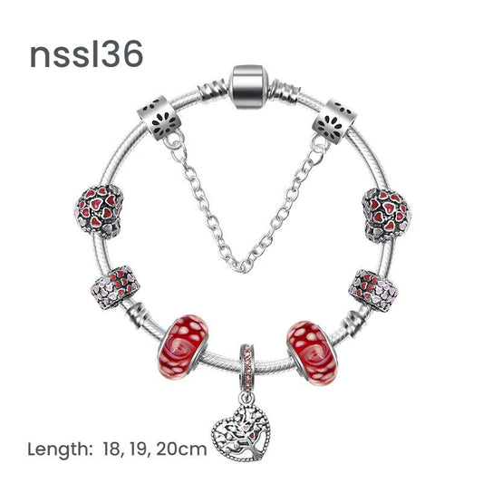 11 Styles Charm Bracelets Set,Colorful Alloy & Glass Beaded Bracelets(double)